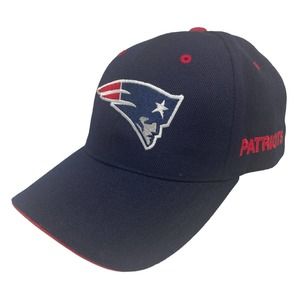 New England Patriots Blue OS NFL Hook Loop Strapback Hat 100% Acrylic Red Trim